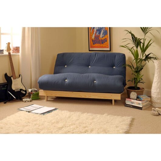 4ft Small Double Futon Set With Base and Mattress, Navy