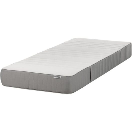 Beliani - eu Small Single Hard Mattress 2ft6 White Grey Foam Filling Polyester Removable Cover Fancy