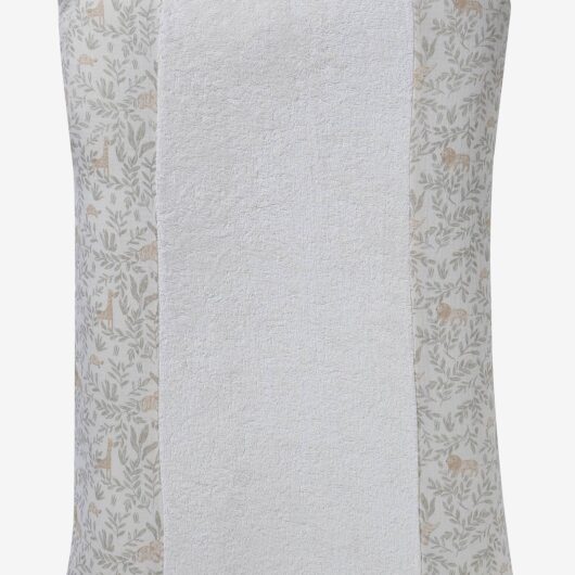 Dual Fabric Changing Mattress Cover in Cotton Gauze/Towelling printed beige