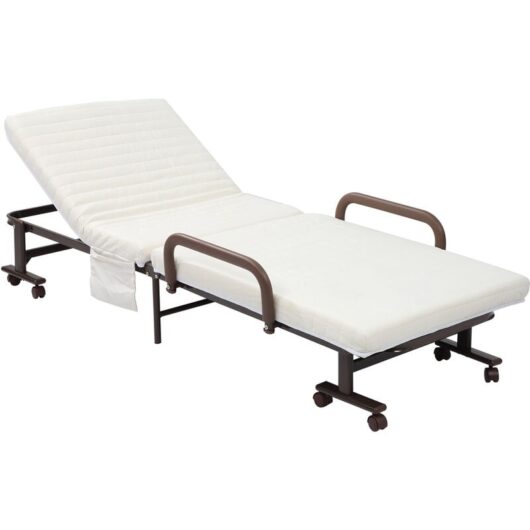 Folding Bed with Mattress & Wheels, Adjustable Backrest Guest, White - Homcom