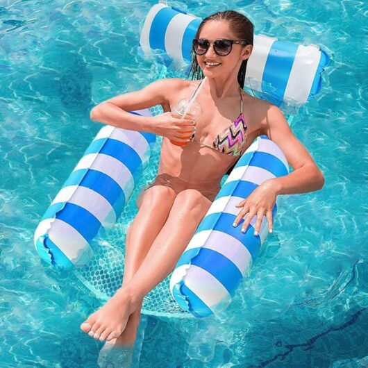 Linghhang - Blue)Inflatable Pool Chair, Multi Pool Mattress, 4 in 1 Inflatable Pool Mattress Buoy, Inflatable Pool Mattress for Adults, Pool Mattress