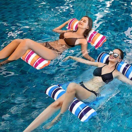 2 Pack Inflatable Swimming Pool Mattress, Adult Toys, 4-in-1 Inflatable Swimming Pool Accessories, Swimming Pool Hammock (Blue and Orange)