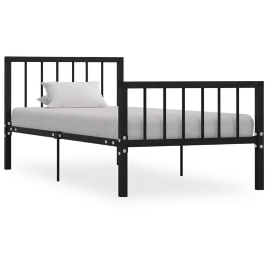 284569 Bed Frame without Mattress Black Metal 100x200 cm Vidaxl