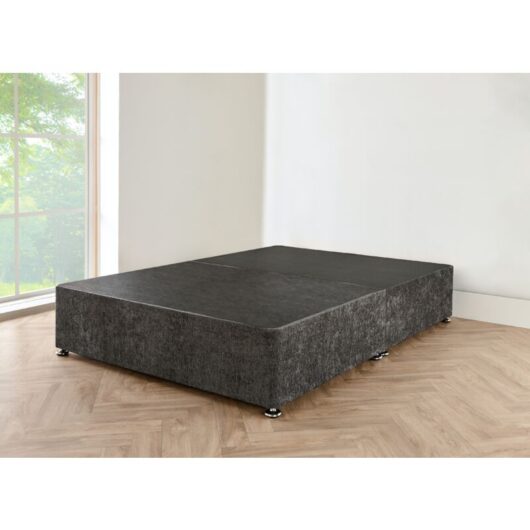 3FT Charcoal chenille Divan Bed with mattress
