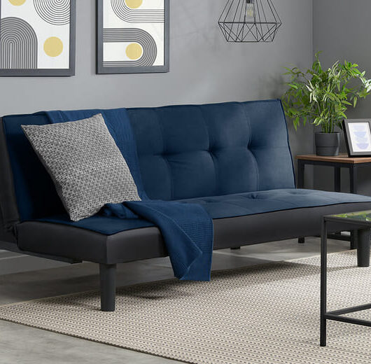 Aurora Midnight Blue Velvet Sofa Bed,