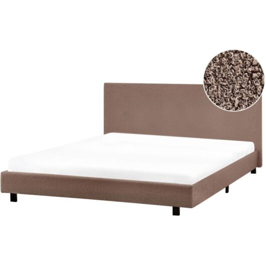 Bed Boucle ALBI 160 x 200 cm (EU King Size) Brown