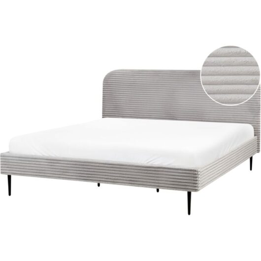 Bed Corduroy FLAYAT 180 x 200 cm (EU Super King) Light Grey