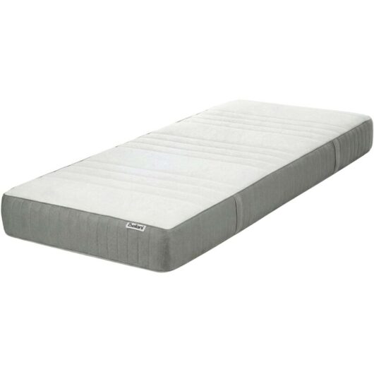 Beliani - eu Single Medium Mattress 3ft White Grey Foam Filling Polyester Removable Cover Fancy