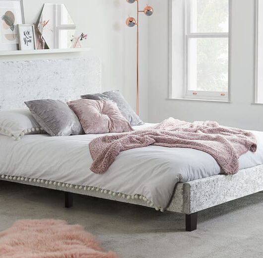 Berlin Fabric Bed, Grey, Single