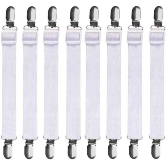 CSPARKV 8Pcs (60cm to 200cm) Adjustable Bed Sheet Holder, Bed Sheet Clips, Fitted Sheet Holders, Suitable for All Beds and Mattresses, Black