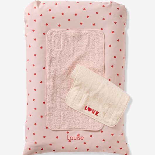 Changing Mat + 2 Changing Pads, MY HEART printed pink