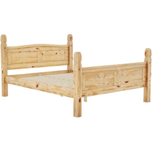 Corona Double Wooden Bed, High Foot End + Gel Memory Foam Pocket Spring Mattress