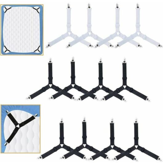 Dewdat - 12pcs Triangle Bed Sheet Fasteners,Elastic Mattress Stretcher Fitted Sheet Bed Sheet Adjustable, for Bed Sheets, Mattress Covers, Sofa