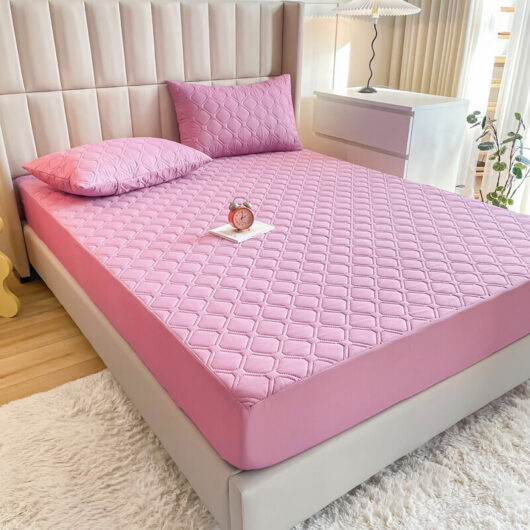 Dewdat - Waterproof Mattress Protector Cap Flap 20-30cm Soft and Silent Mattress Protector for Adult and Child Bed Pink (150 x 200 cm)