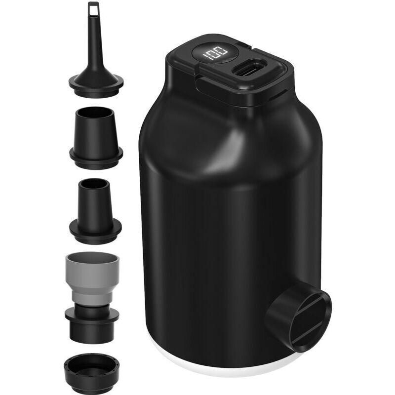 Electric Air Pump for Air Mattresses, Inflatable Beds, Vacuum Storage Bags - Mini Portable, Rechargeable, Fast Inflation & Deflation with 5 Nozzles,
