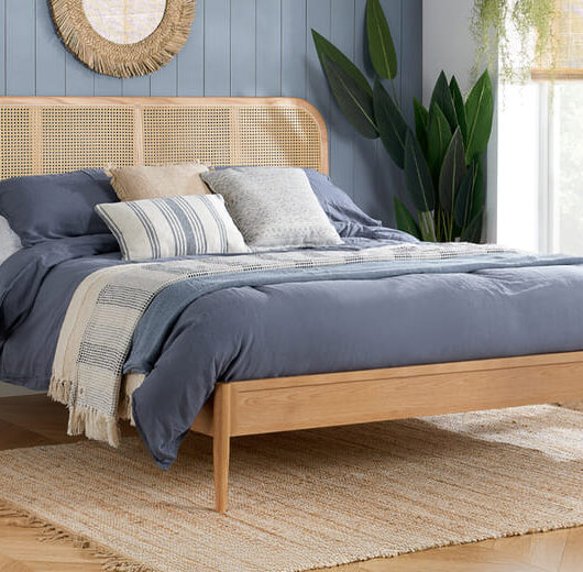 Elina Rattan Oak Bed, King Size