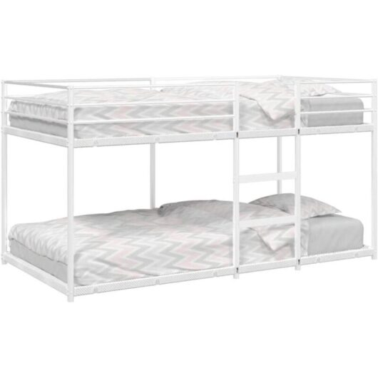 Industrial bunk bed for adults and children, 2-level bed, without mattress, loft bed with ladder, white, 100 x 200 cm, steel