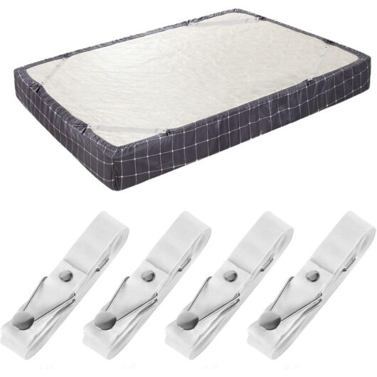 Linghhang - 4 Pack Short White) Bed Sheet Holder Straps - Adjustable Fitted Sheet Clips Bed Sheet Fastener Suspenders Elastic Gripper Holder Used for