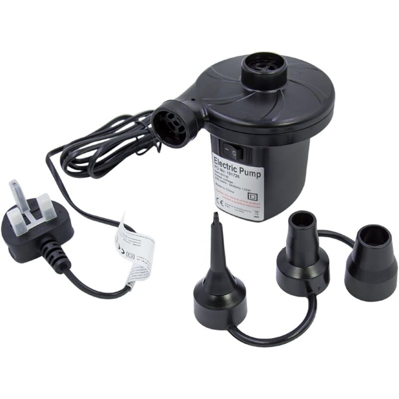 Linghhang - Electric Air Pump / Inflates or deflates air mattresses, paddling pools and other toys / Portable and lightweight / Includes 3 nozzles