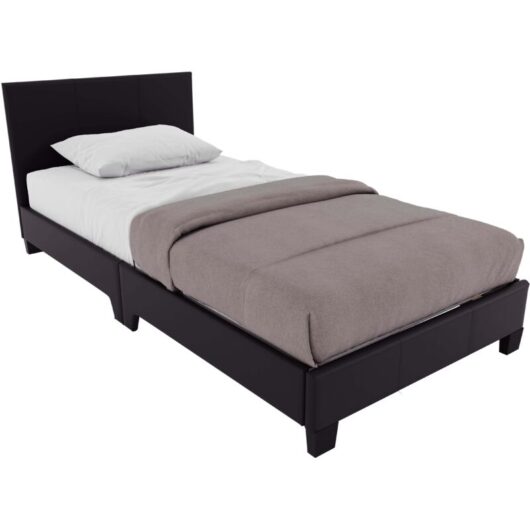 Lisbon Single Faux Leather Bed with Gel Memory Foam Pocket Spring Mattress, Black