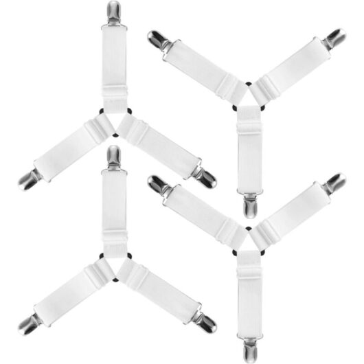 Memkey - 4pcs Triangle Elastic Fitted Sheet Fasteners Adjustable Strap for Bedding Bed Sheet Iron Cover Mattress Sofa