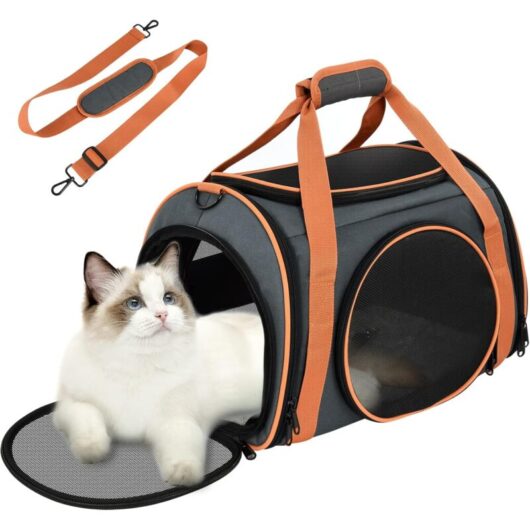 Memkey - Cat transport bag, breathable and foldable cat transport box, cat transport cage with large space, cat transport bag with removable plush