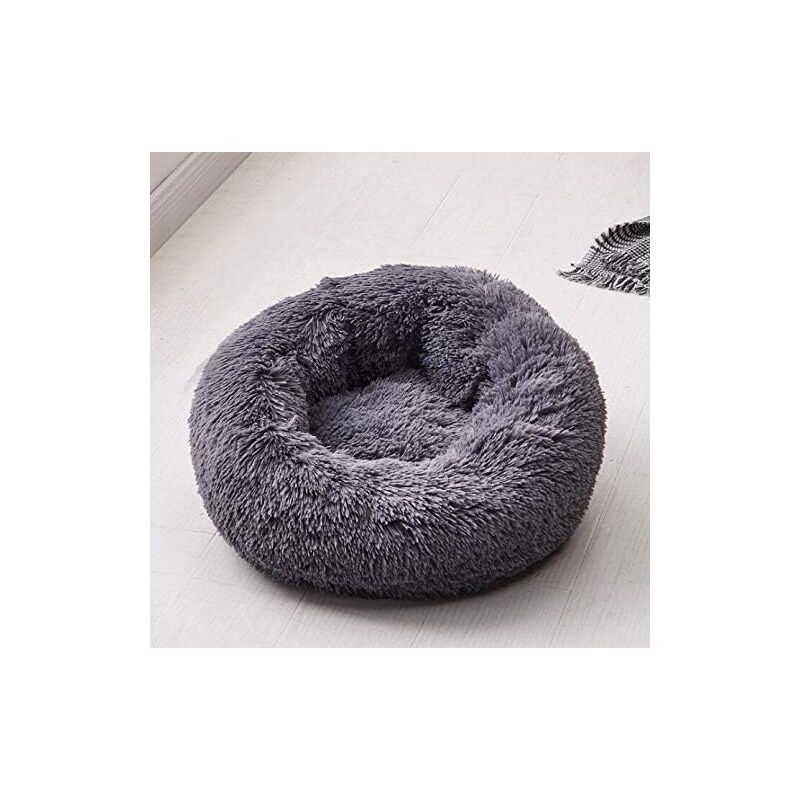 Memkey - Sleeping Round Basket for Dogs and Cats, Plush Basket, Pillow, Thick Mattress, Round Winter Bed for Pets (XS/40 cm, Dark Grey)