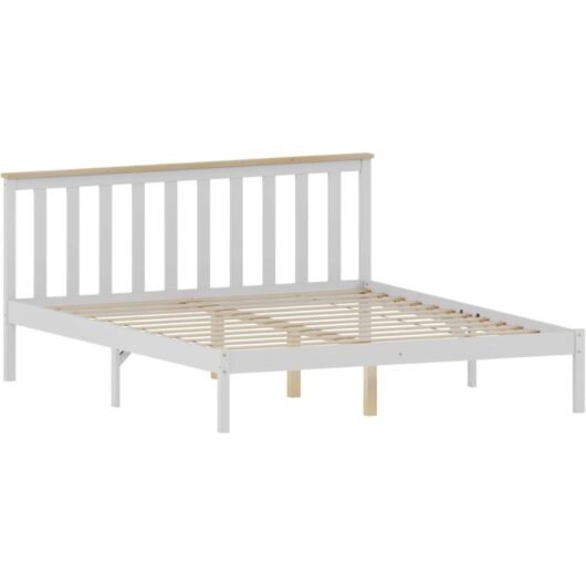 Milan King Wooden Bed, Low Foot End with Gel Memory Foam Pocket Spring Mattress, White & Pine