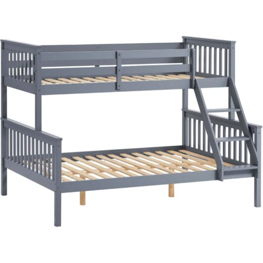 Milan Triple Sleeper Bunk Bed with Foam Mattresses, Single & Bunk Bed Foam Mattress, Grey