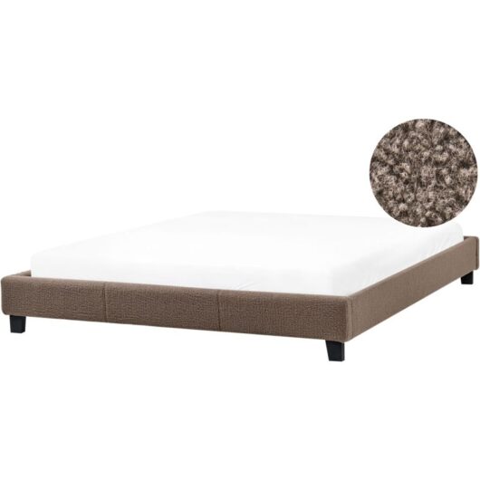 Minimalistic Modern Fabric Upholstery eu Super King Bed Frame 6ft Taupe Boucle Roanne