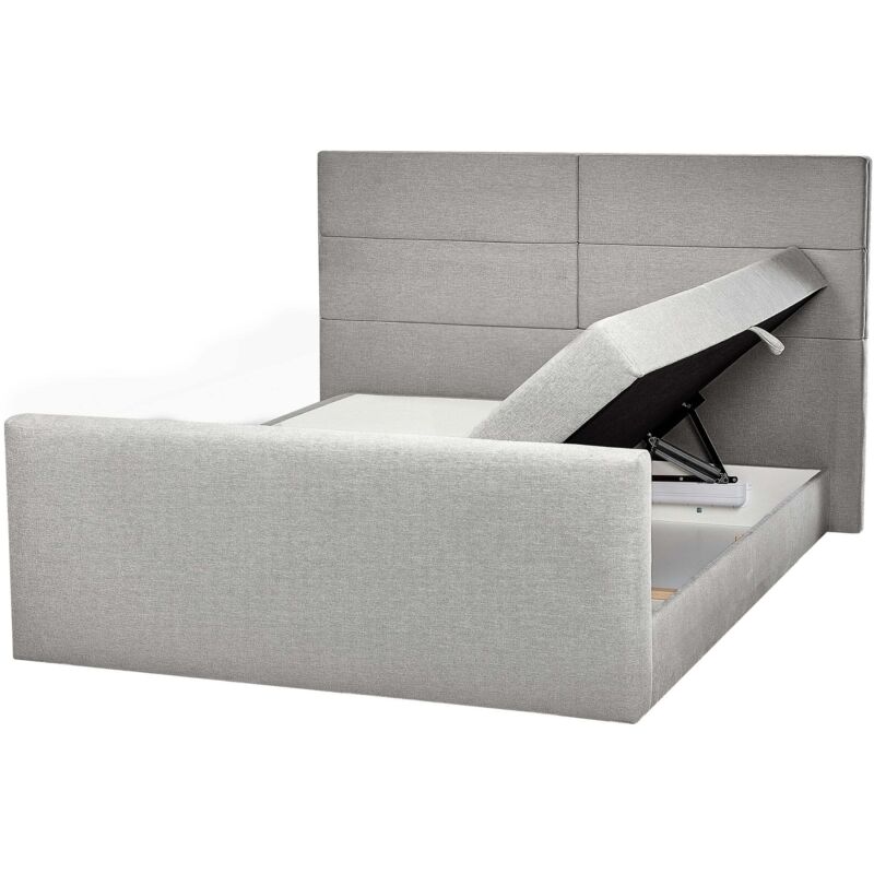 Modern Fabric Divan Bed Set with Storage eu King Size 5ft3 Light Grey Bonnell Spring Mattress Continental Ottoman Bed Aristocrat