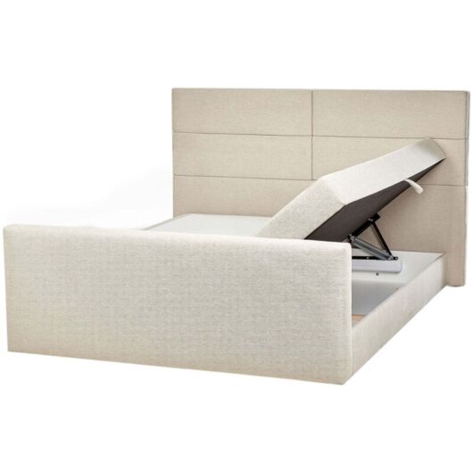 Modern Fabric Divan Bed Set with Storage eu Super King Size 6ft Beige Bonnell Spring Mattress Continental Ottoman Bed Aristocrat