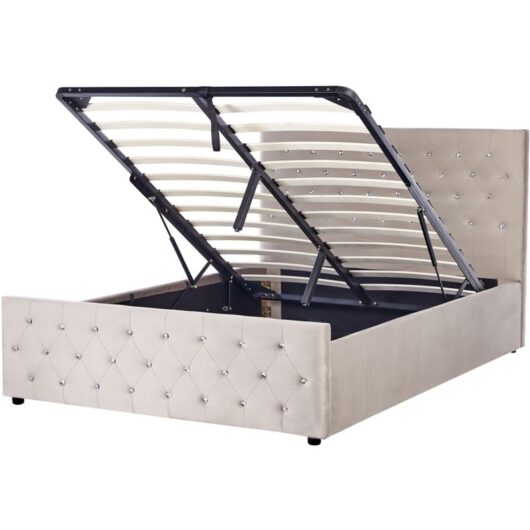 Ottoman Bed Velvet AMIENS 140 x 200 cm (EU Double) Taupe