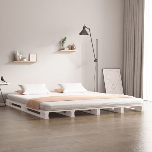 Pallet Bed without Mattress White Double Solid Wood vidaXL
