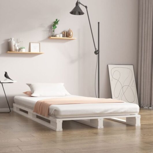 Pallet Bed without Mattress White Small Single Solid Wood Vidaxl