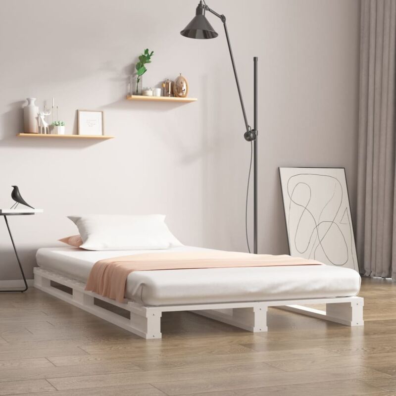 Pallet Bed without Mattress White Small Single Solid Wood Vidaxl