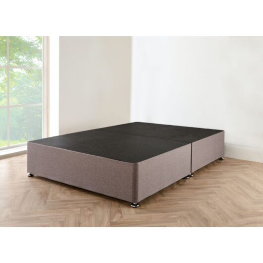 Sr Living Ltd - 4FT6 Grey linen Divan Bed with mattress