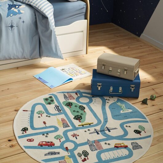 Varsity round track floor mattress ecru