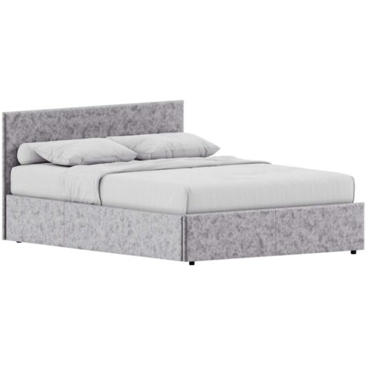 Veronica Double Ottoman Storage Bed with Gel Memory Foam Pocket Spring Mattress, Silver Velvet