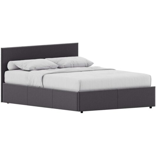 Veronica King Ottoman Storage Bed with Gel Memory Foam Pocket Spring Mattress, Dark Grey Linen
