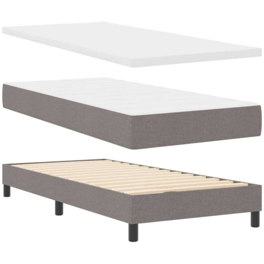 vidaXL Box Spring Bed with Mattress in Taupe, 90x200 cm Fabric