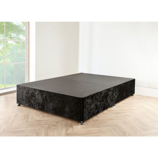 3FT Black crushed velvet Divan Bed with mattress