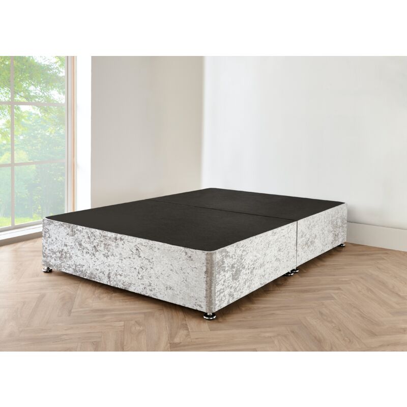 5FT Silver crushed velvet Divan Bed with mattress