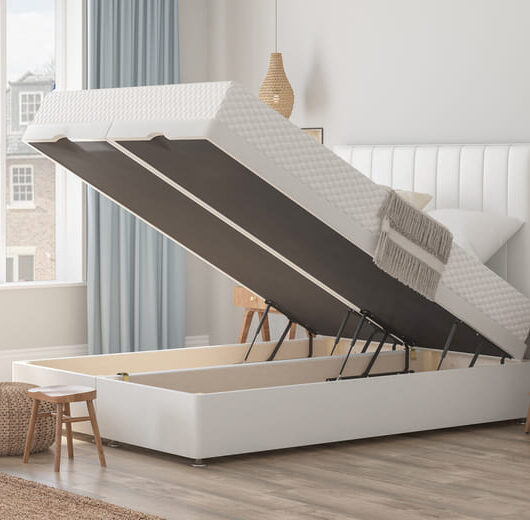 Classic Memory Foam Mattress + Ottoman Divan Bed, Mink, End Ottoman, Double