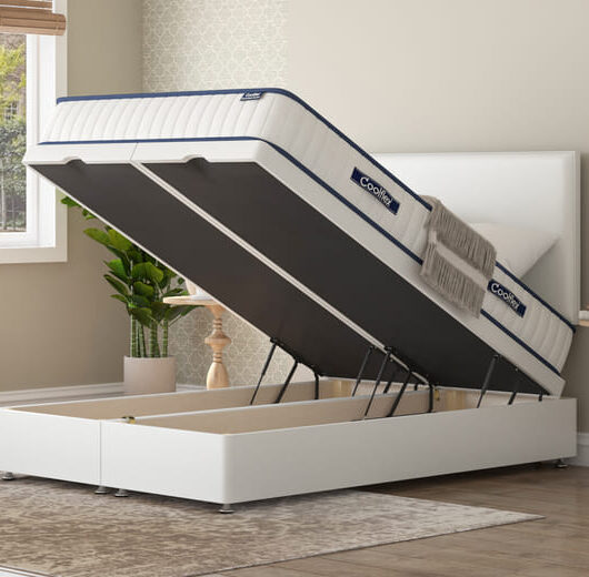 Coolflex Essentials Pocket Mattress + Ottoman Divan Bed, Mink, End Ottoman, Small Double