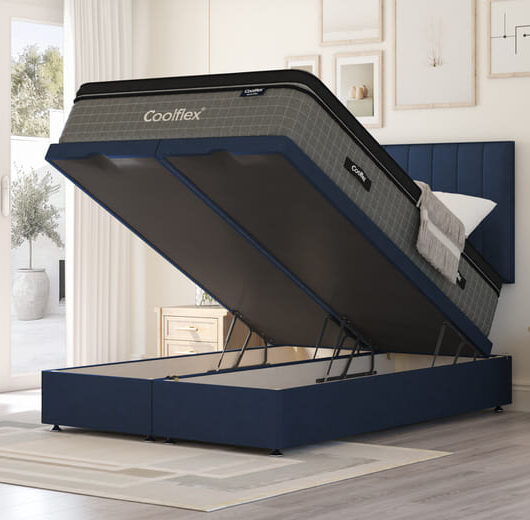 Coolflex Hybrid CHILL Mattress + Ottoman Divan Bed, Mink, End Ottoman, Small Double
