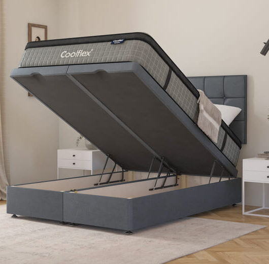 Coolflex Hybrid ICE Mattress + Ottoman Divan Bed, Mink, End Ottoman, Small Double