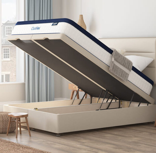 Coolflex Lux Ortho Pocket Mattress + Ottoman Divan Bed, Mink, End Ottoman, Small Double