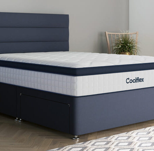 Coolflex Lux Ortho Pocket Mattress + Premium Divan Bed, Teal, 4 Drawer, King Size
