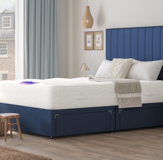 Daphne Ortho Traditionally Sprung Mattress + Premium Divan Bed, Teal, 4 Drawer, King Size